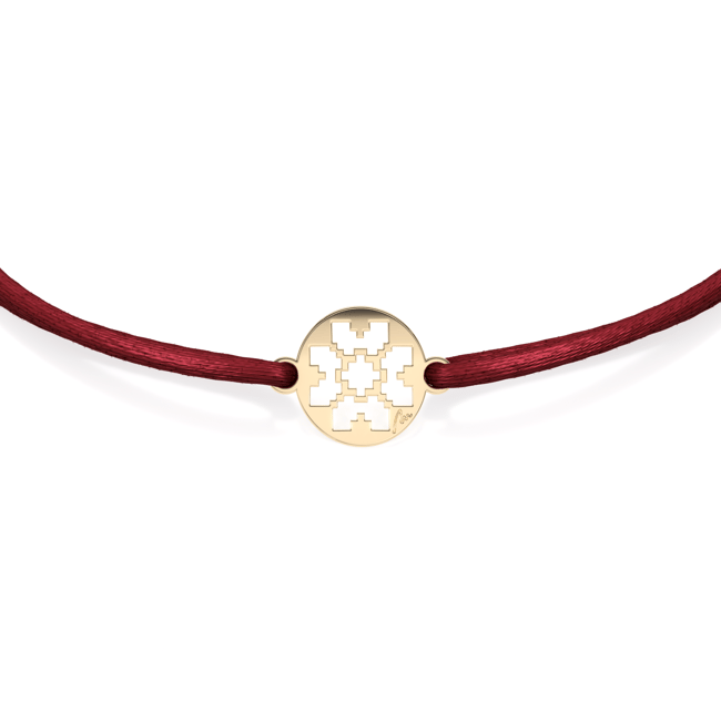 Bratara pe snur Trifoi Traditional in Banut, din aur galben 14 KT
