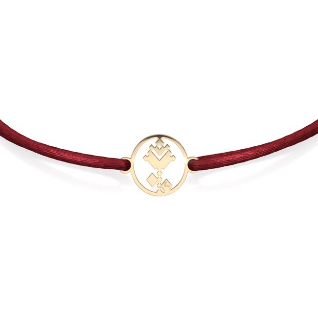 Bratara pe snur Trandafir Traditional in Banut, din aur galben 14 KT
