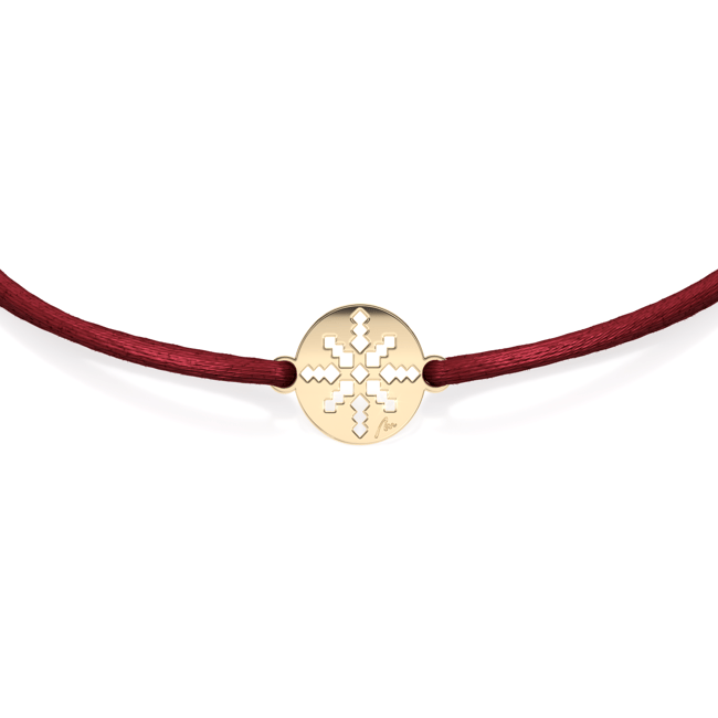 14 KT yellow gold Ray of Light in Little Coin bracelet on string