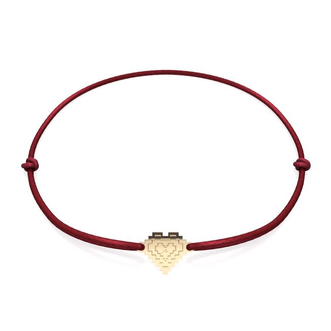 14 KT yellow gold Traditional Heart bracelet on string