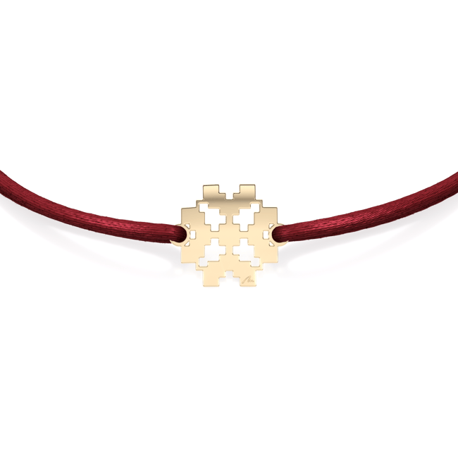 Bratara pe snur Trifoi Traditional, din aur galben 14 KT