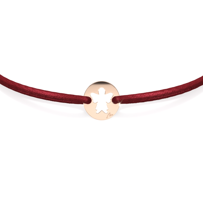 14 KT rose gold Angel in Little Coin bracelet on string