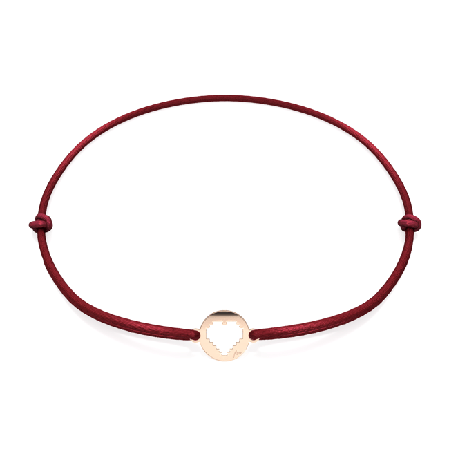 14 KT rose gold Traditional Heart in Little Coin bracelet on string