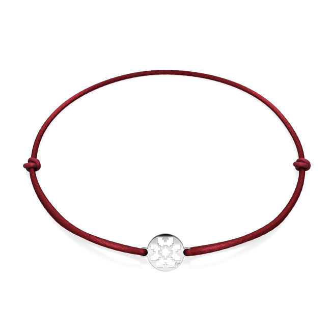 14 KT white gold Traditional Clover in Little Coin bracelet on string