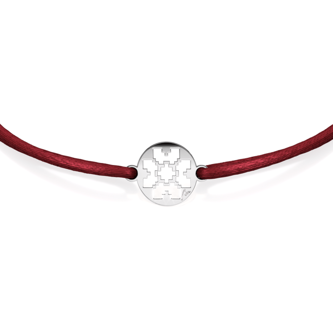 14 KT white gold Traditional Clover in Little Coin bracelet on string
