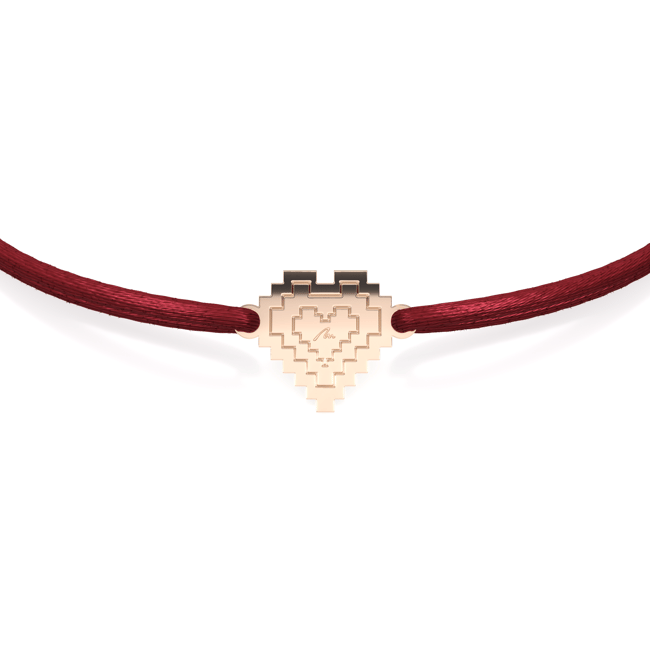 14 KT rose gold Traditional Heart bracelet on string