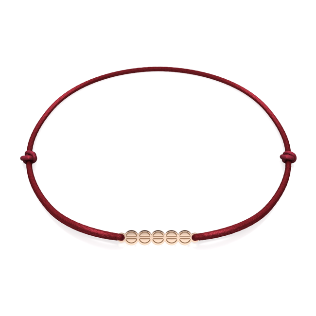 14 KT rose gold The Embrace bracelet on string