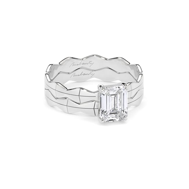 Inel de logodna Infinity Aur Alb 14 KT Emerald Cut 1.00 DVS1 CT LGD