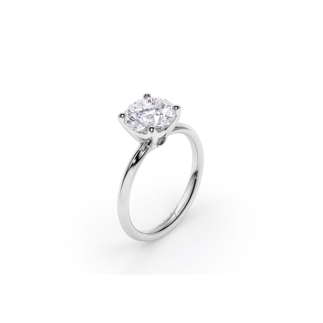 18 KT White Gold Iconic M Engagement Ring LGD Round Cut 2.03 CT