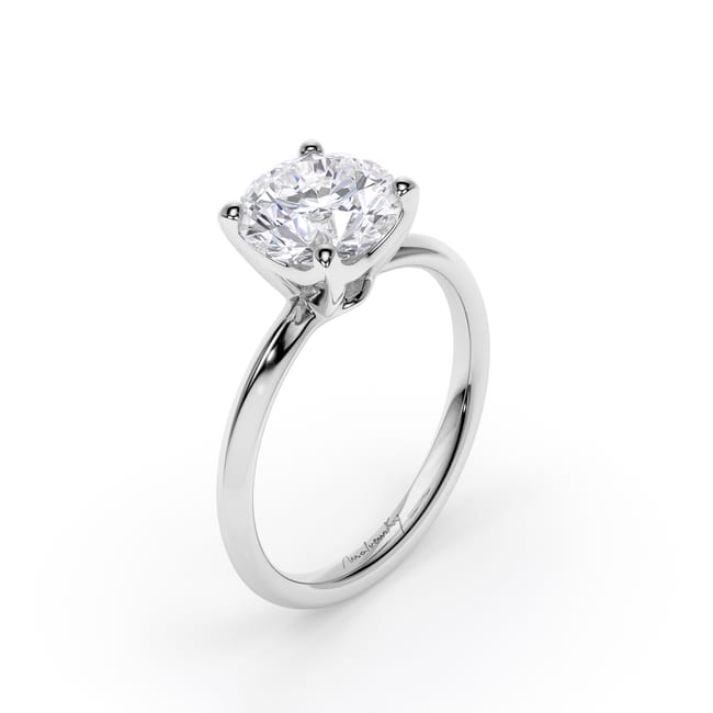 18 KT White Gold Iconic M Engagement Ring LGD Round Cut 2.03 CT