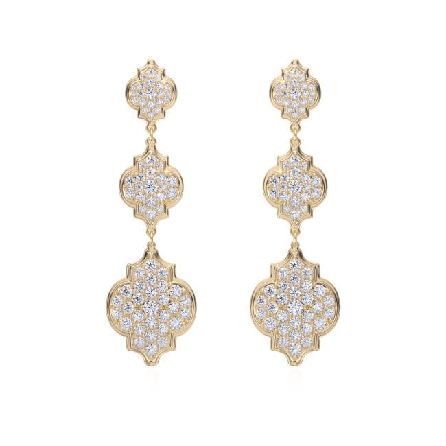 18 KT yellow gold Aisha Diamonds 5.57 CT lab-grown diamonds earrings