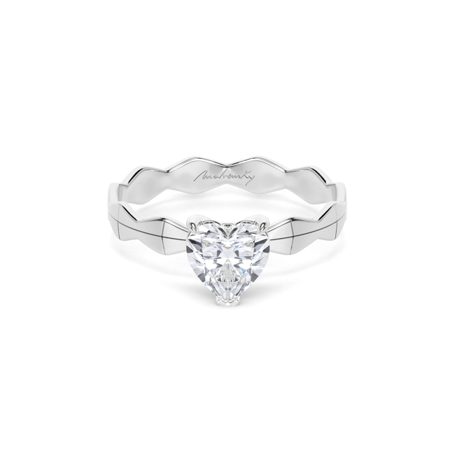 14 KT White Gold Infinity Engagement Ring Heart Cut 1.02 CT DVS1 LGD