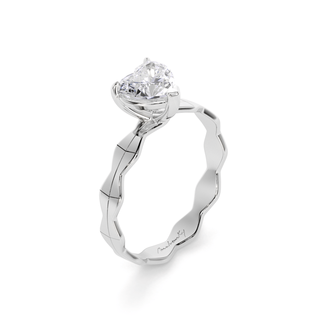 14 KT White Gold Infinity Engagement Ring Heart Cut 1.02 CT DVS1 LGD