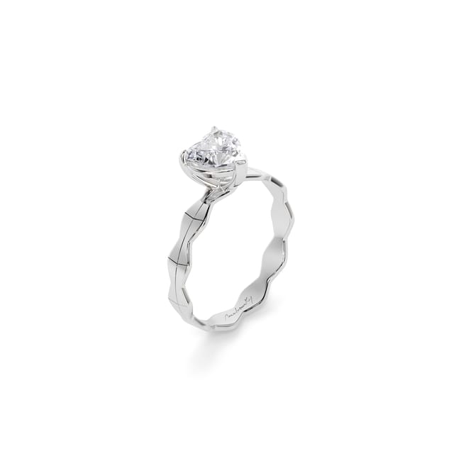 14 KT White Gold Infinity Engagement Ring Heart Cut 1.02 CT DVS1 LGD