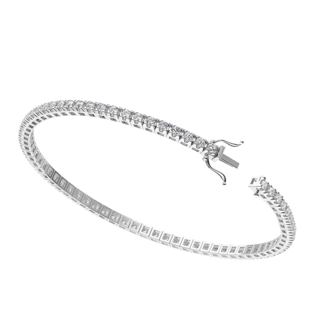 Bratara Tennis, cu diamante de laborator 3.05 CT, din aur alb 18 KT