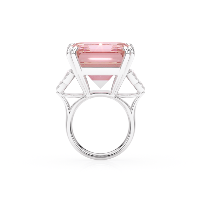 Inel din platina cu morganit si diamante de laborator, Trilogy The Grand Morganite