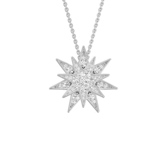 Lantisor cu pandant Venus pavat cu diamante de laborator, din aur alb de 18 KT