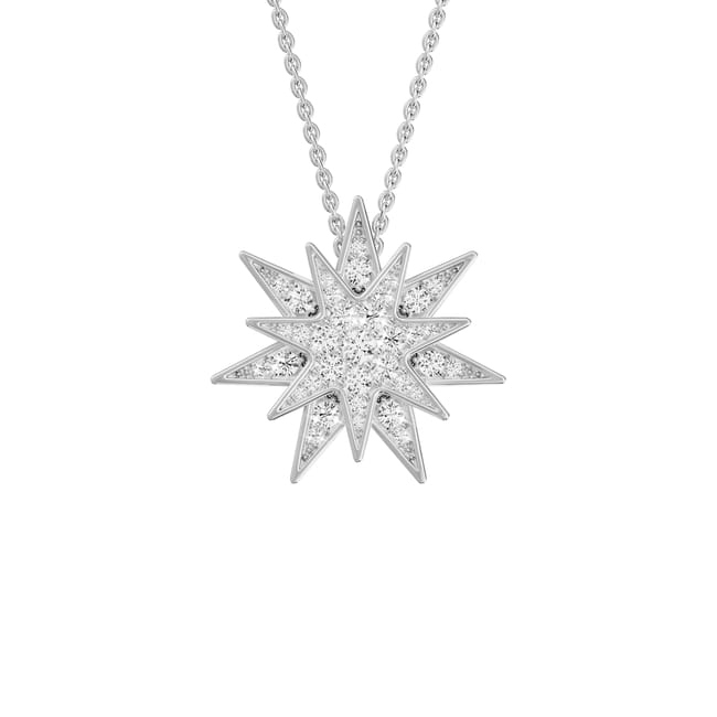Lantisor cu pandant Venus pavat cu diamante de laborator, din aur alb de 18 KT