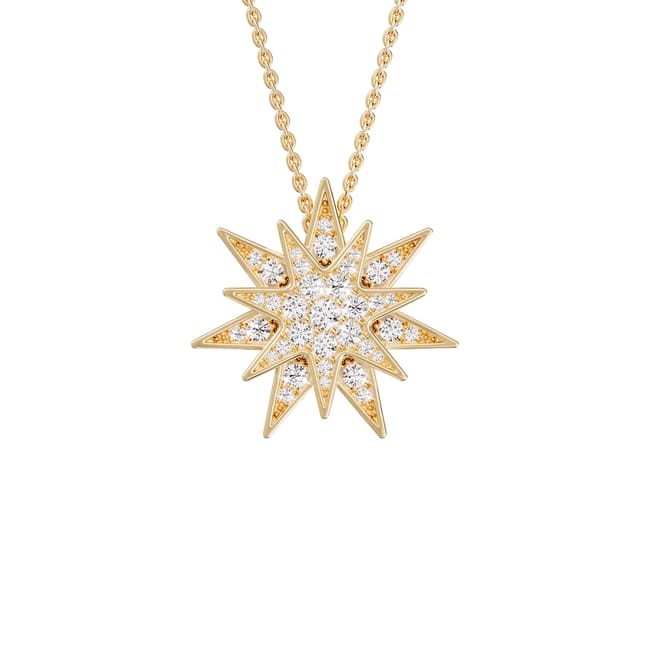 Lantisor cu pandant Venus pavat cu diamante de laborator, din aur galben de 18 KT