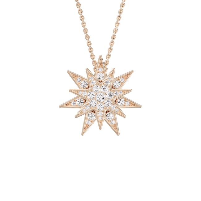 Lantisor cu pandant Venus pavat cu diamante de laborator, din aur roz de 18 KT