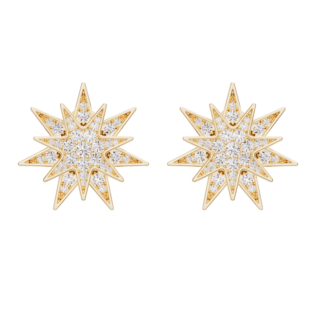 Cercei Venus pavati cu diamante de laborator, din aur galben de 18 KT