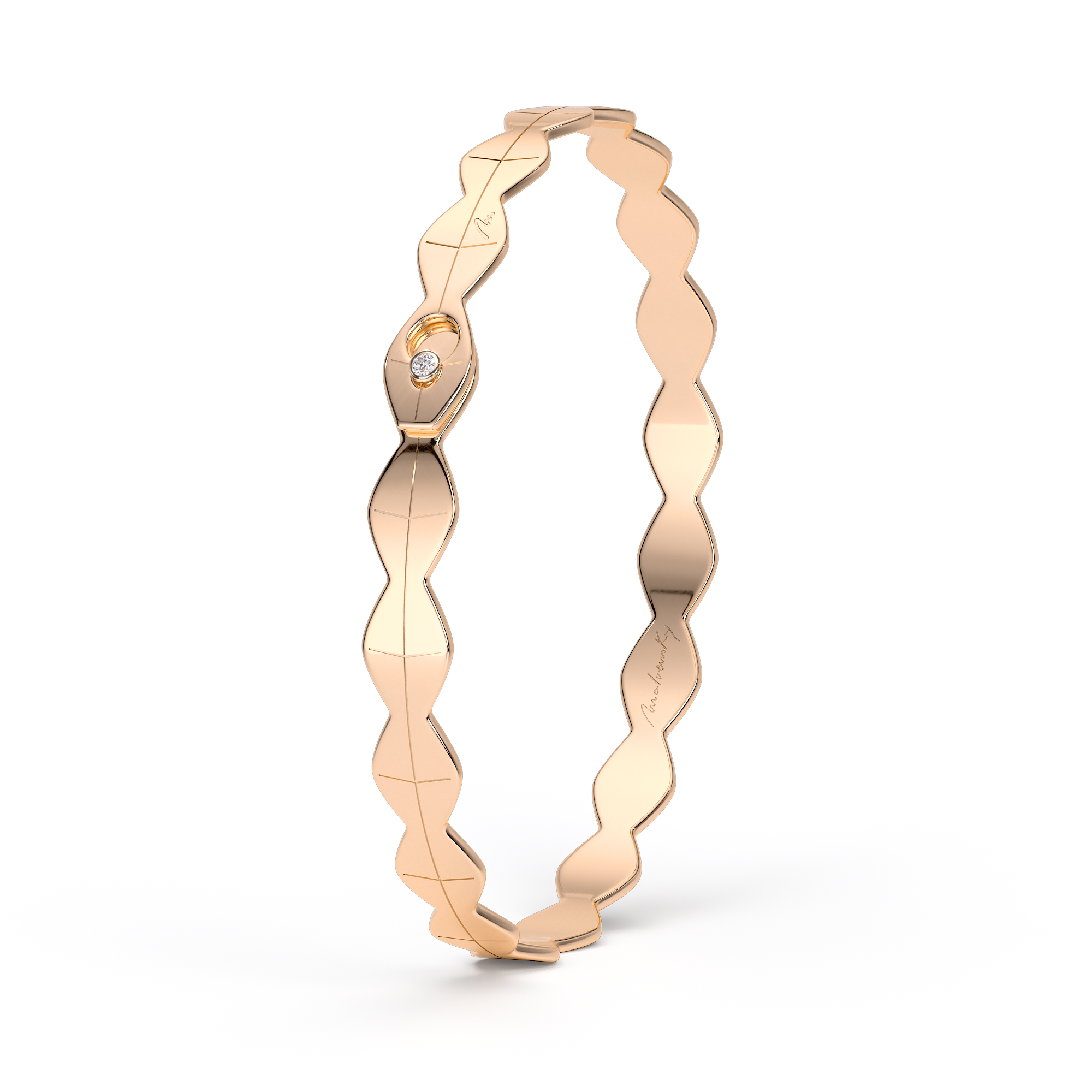 14 K Infinity Bracelet with white diamond in rose gold
