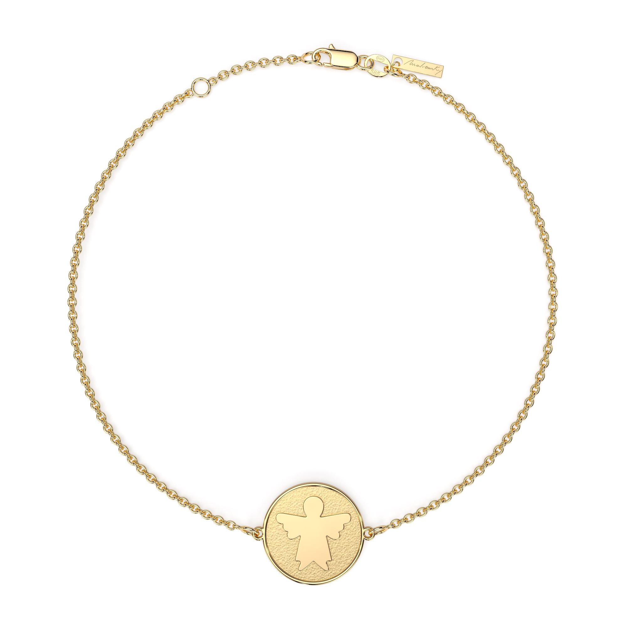 14 k yellow gold Archangel Chamuel chain bracelet