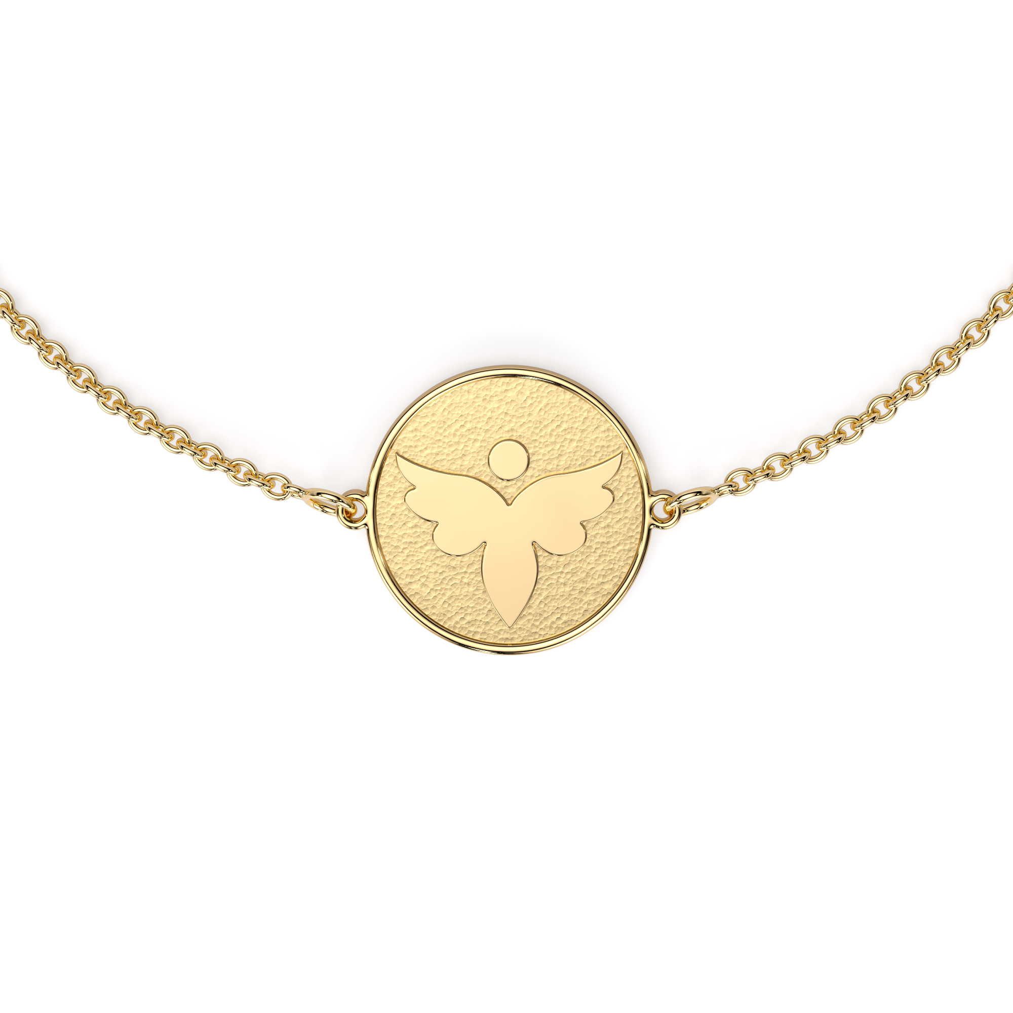 Archangel Fortunata yellow gold chain bracelet and pendant