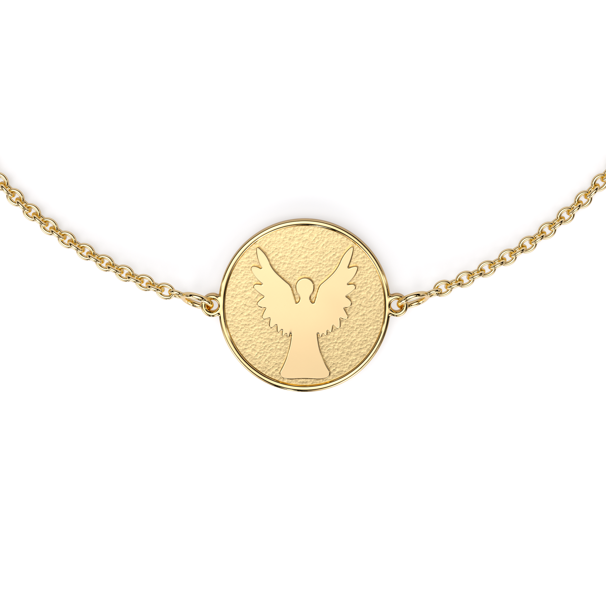 14 k yellow gold Archangel Michael chain bracelet