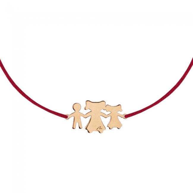 Rose gold Son-mother-daughter on string bracelet