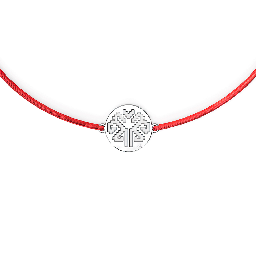 14 KT white gold Tree of Life bracelet on string