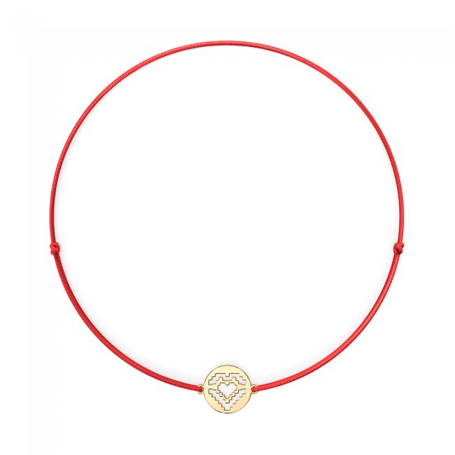 Yellow gold Traditional Heart on string bracelet