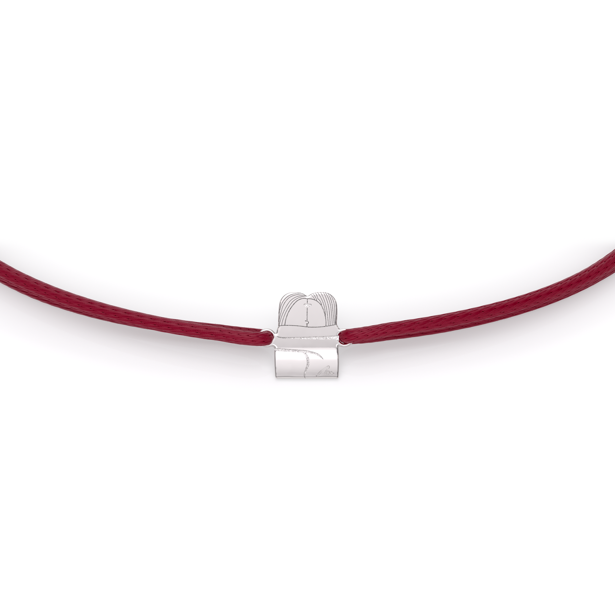 14 KT white gold The Kiss symbol bracelet on string