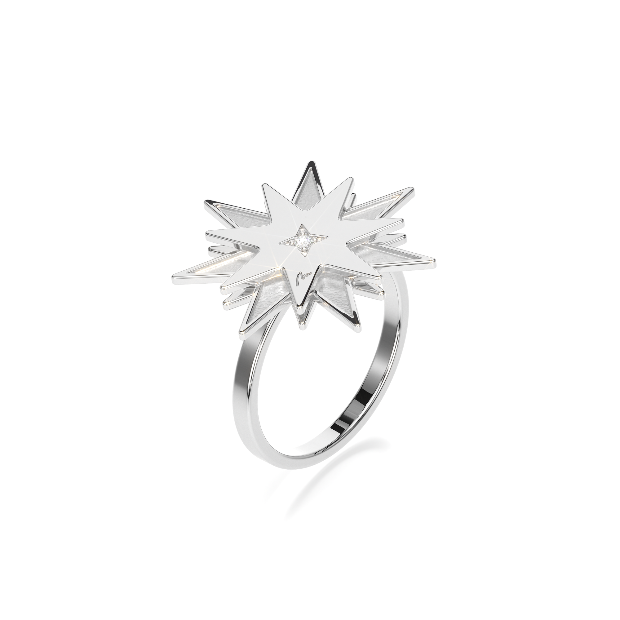 14 KT white gold Luceafar ring with white diamond