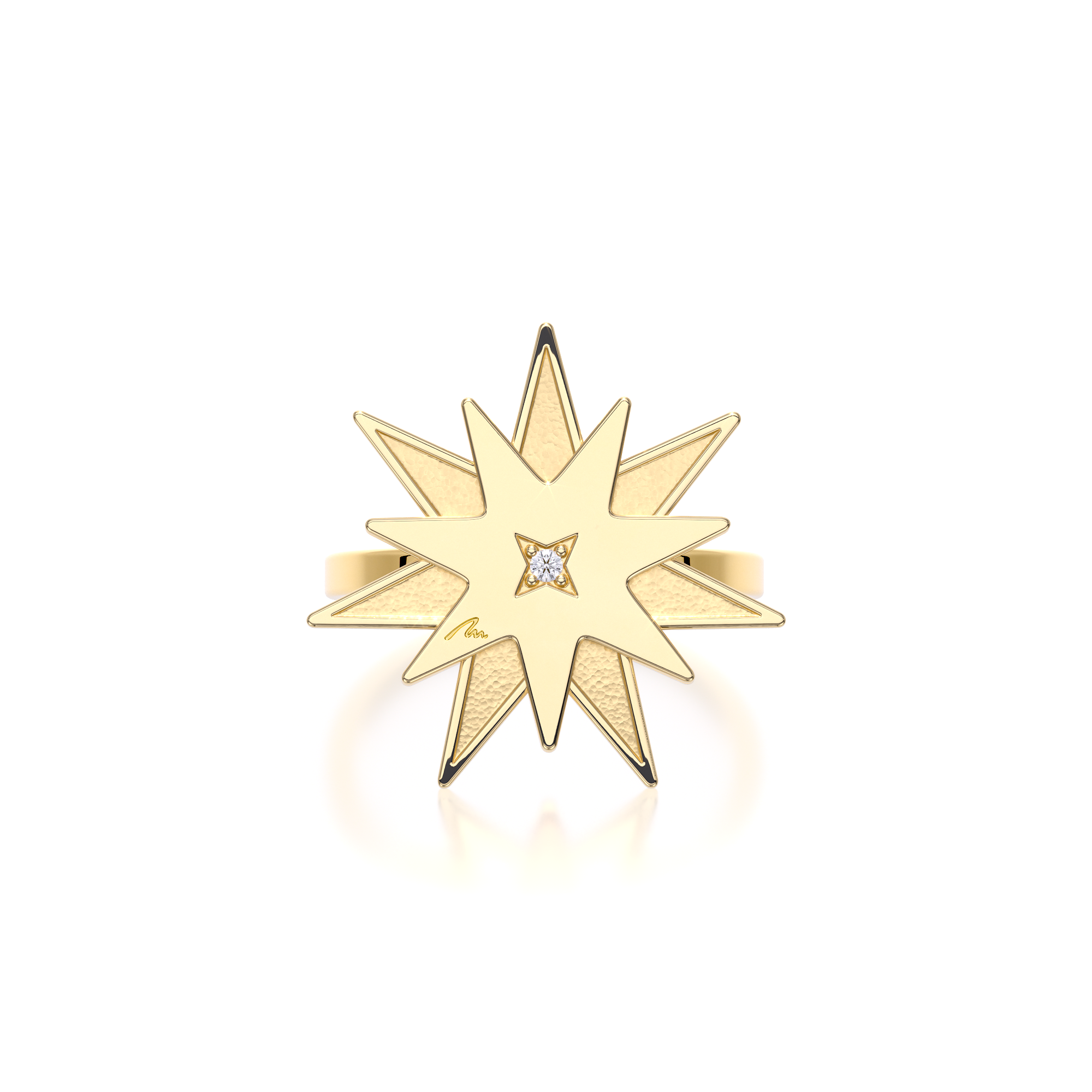 Inel Luceafar, cu diamant alb, din aur galben 14 KT