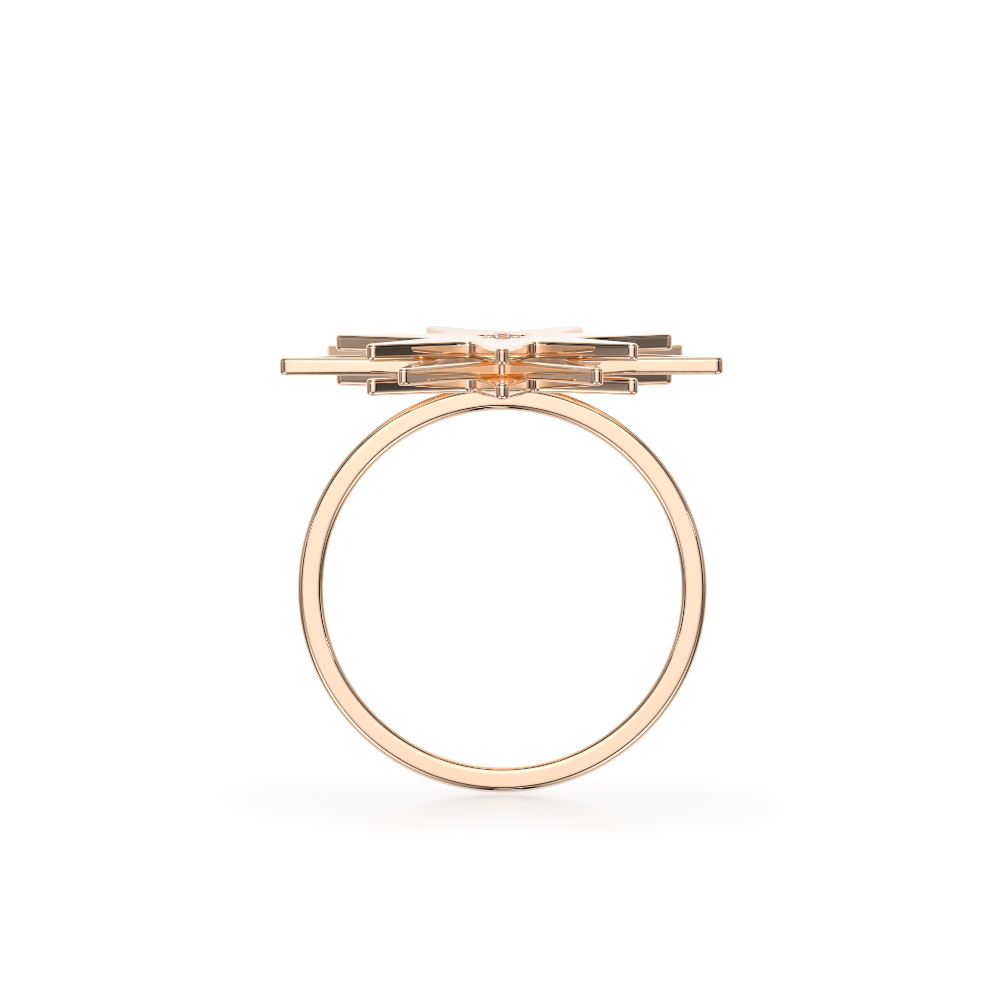 14 KT rose gold Luceafar ring with white diamond