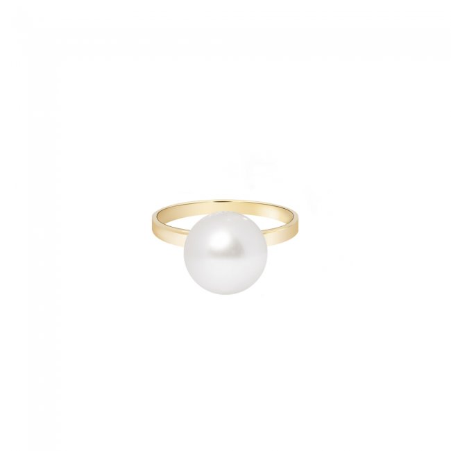 Yellow gold 10 mm pearl ring