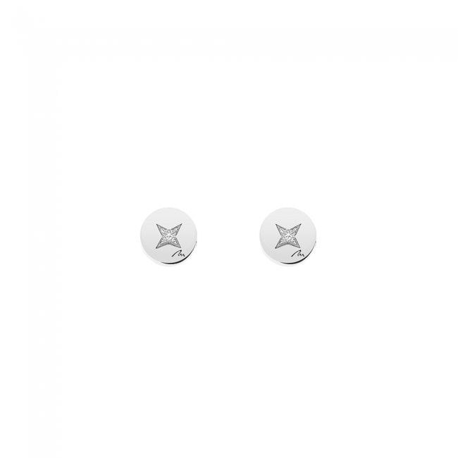 14 k white gold 7 mm diamond coin stem earrings