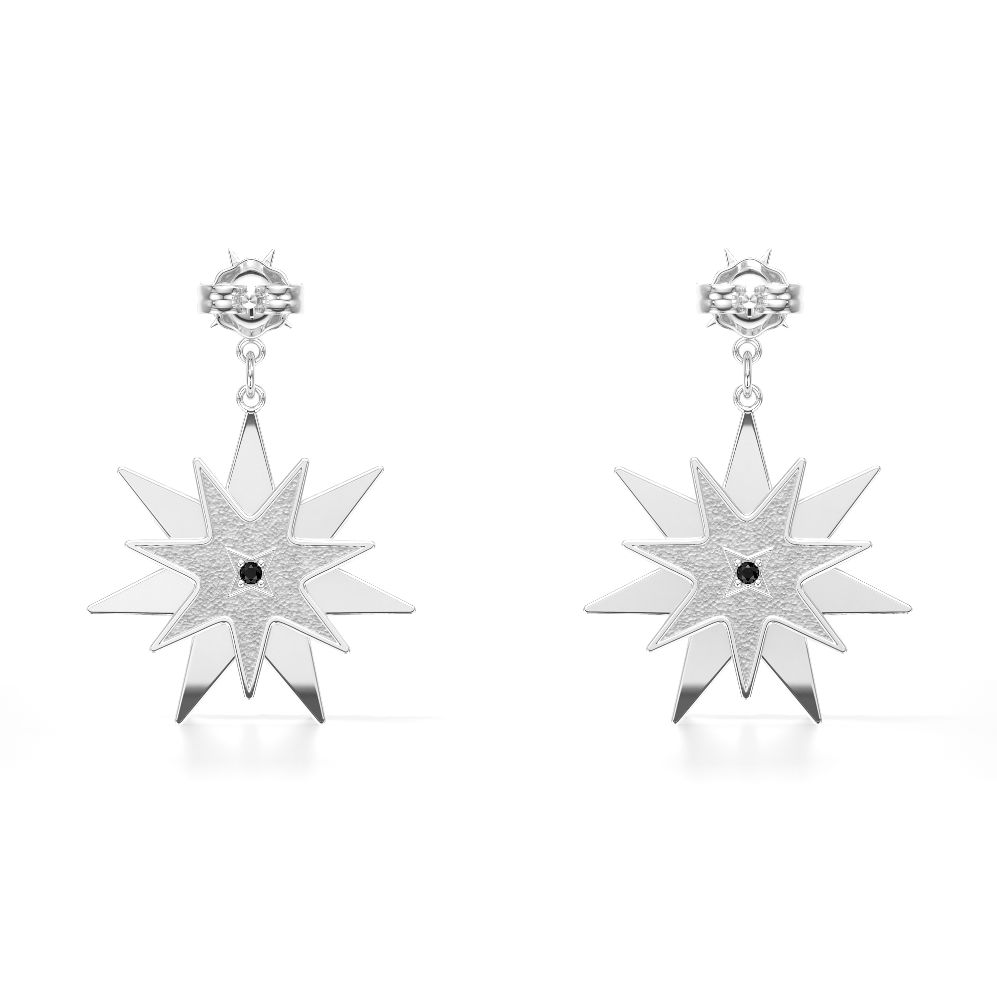 14 KT white gold Luceafar with white and black diamonds earrings