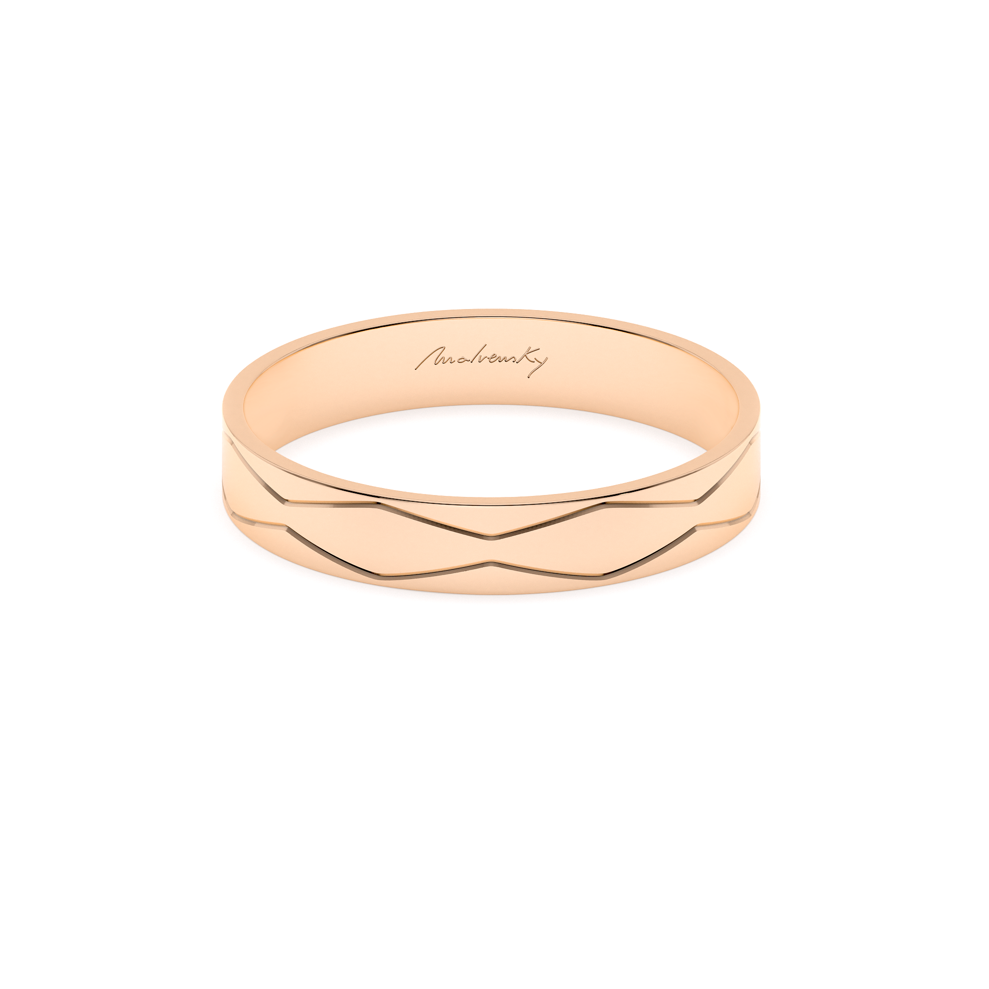 14 k Graphic Infinity medium wedding ring in rose gold