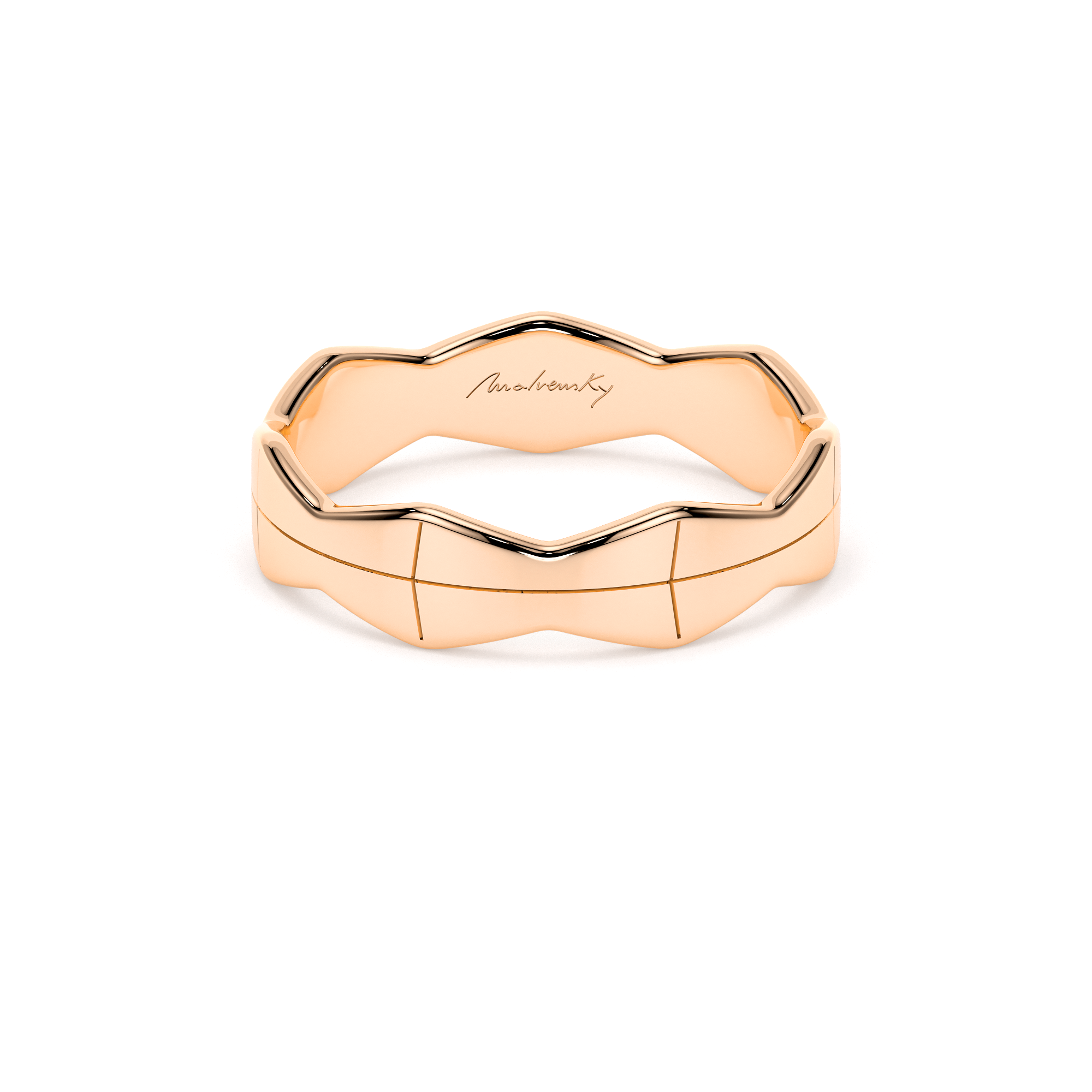 14 k Infinity wide wedding band in rose gold