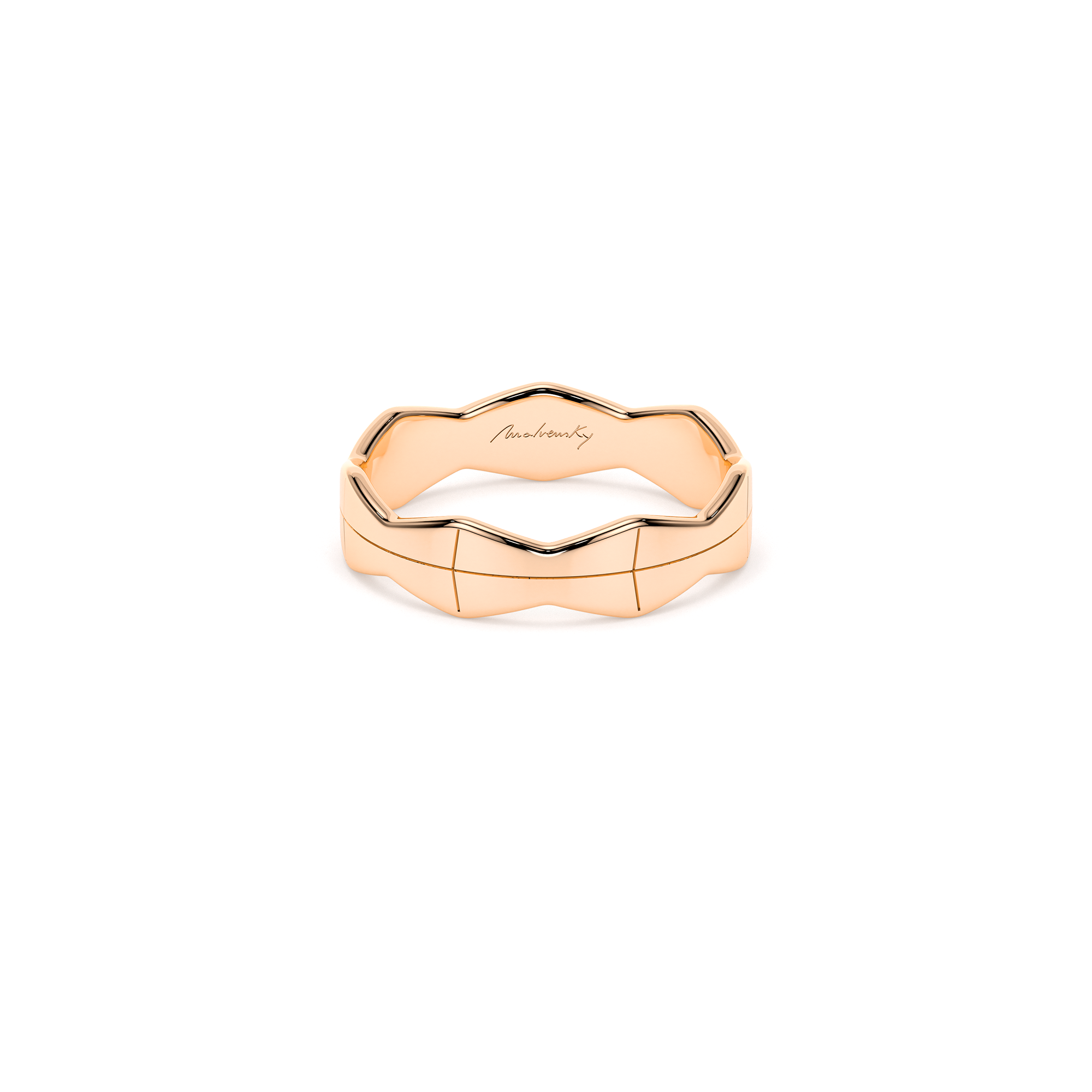 14 k Infinity wide wedding band in rose gold