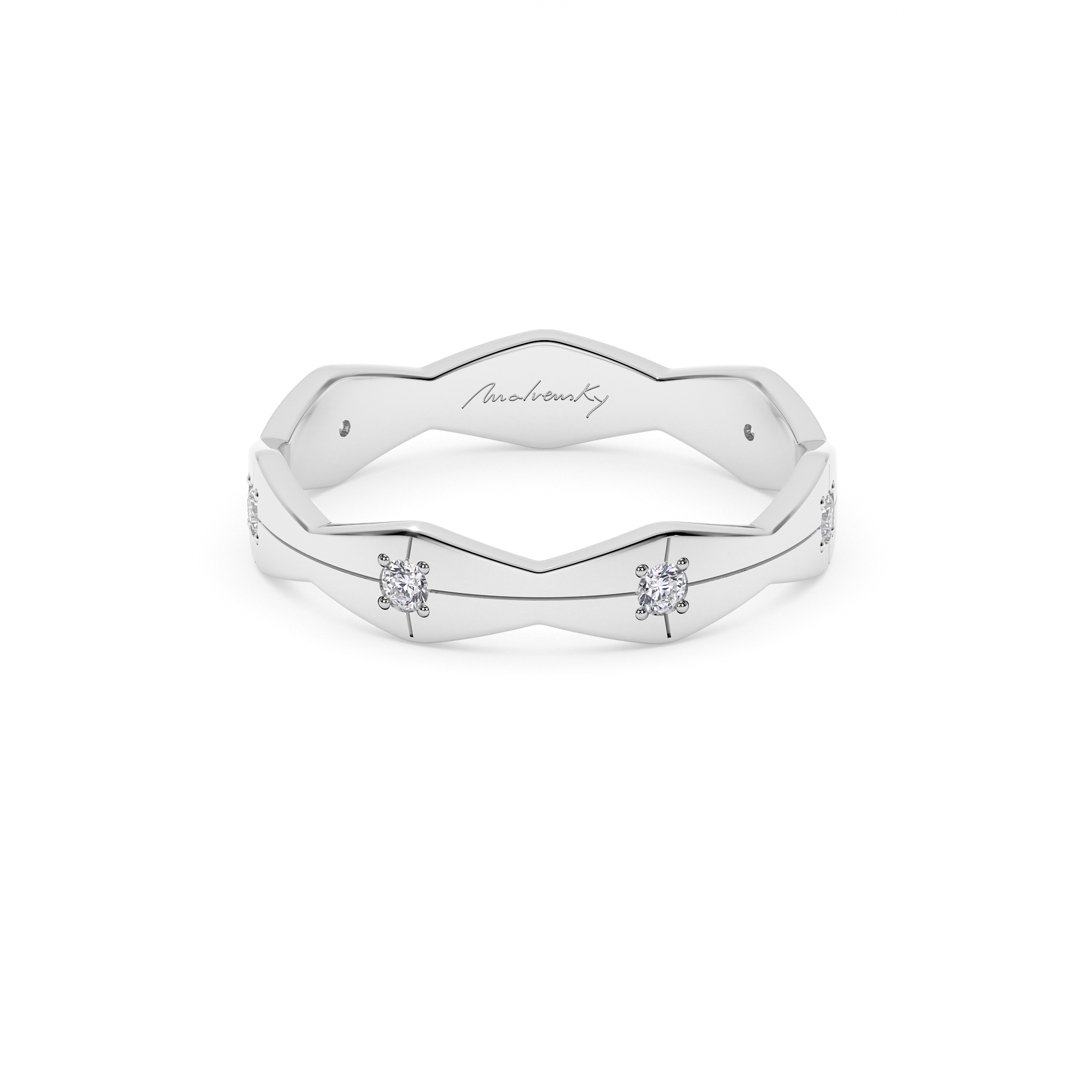 14 k white diamond Infinity medium wedding ring in white gold