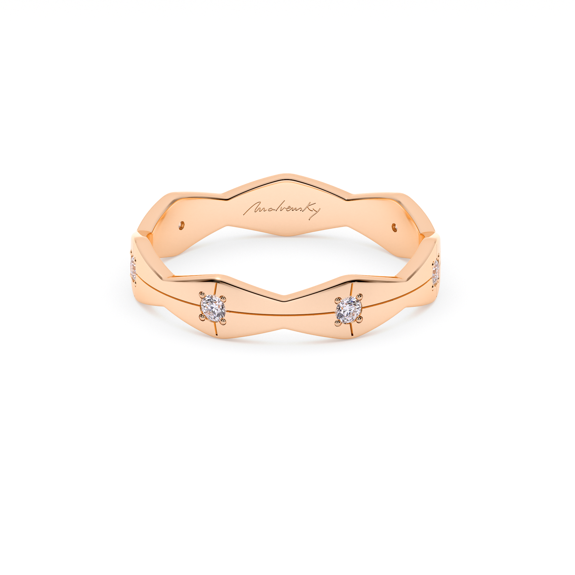 14 k white diamond Infinity medium wedding ring in rose gold