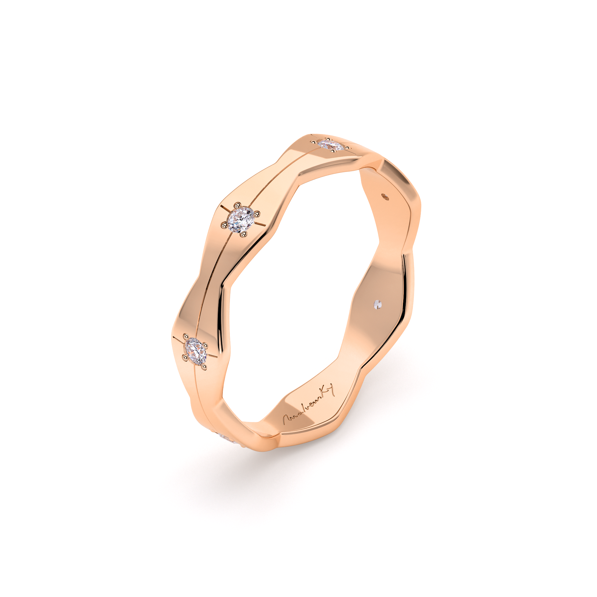Verigheta Infinity, medie, cu diamante albe, din aur roz 14 KT