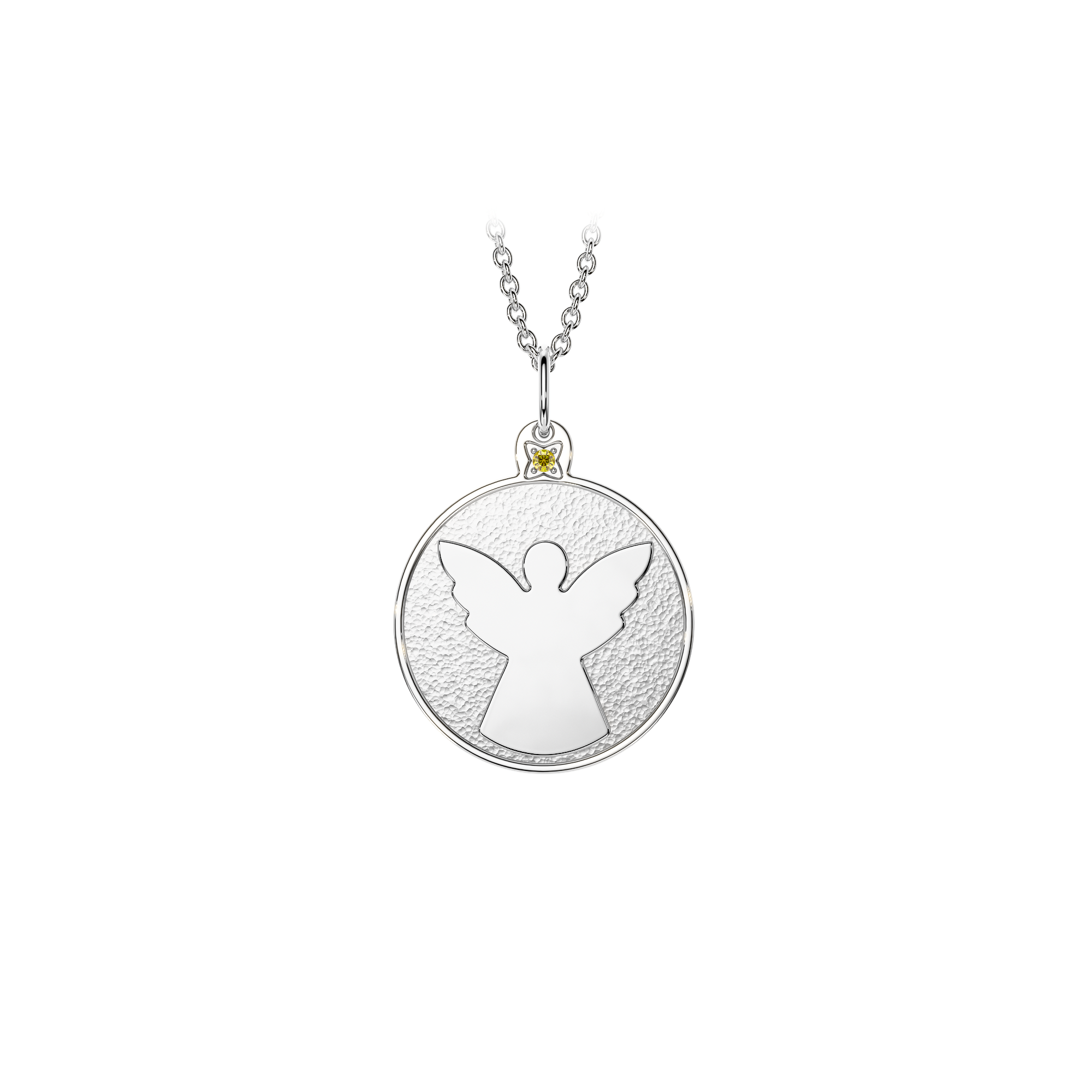 14 k white gold Archangel Jophiel pendant