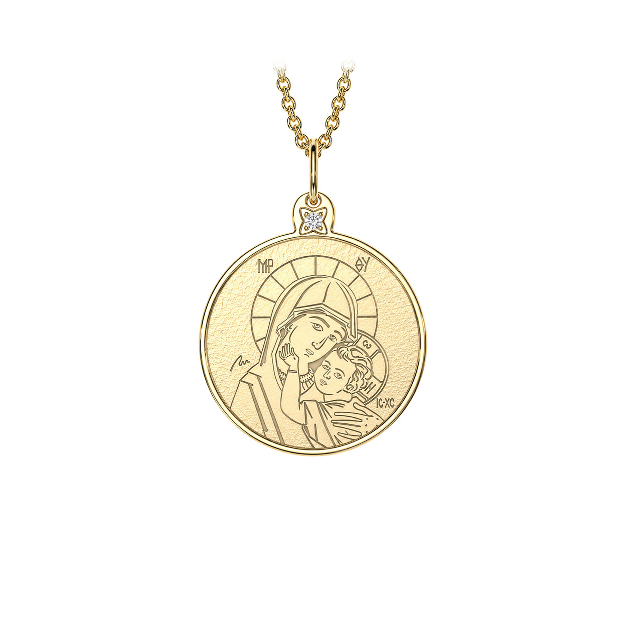 Pandantiv Fecioara Maria, din aur galben 14 KT