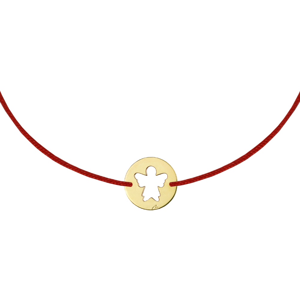 14 KT yellow gold Baby Angel bracelet on string