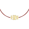 Yellow gold Son-mother-daughter on string bracelet