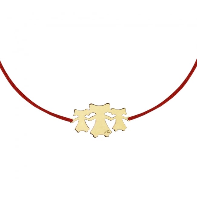 Yellow gold Mother-daughters on string bracelet